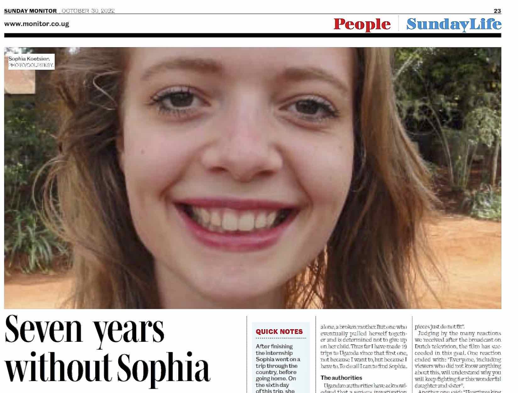 Seven years without Sophia Find Sophia